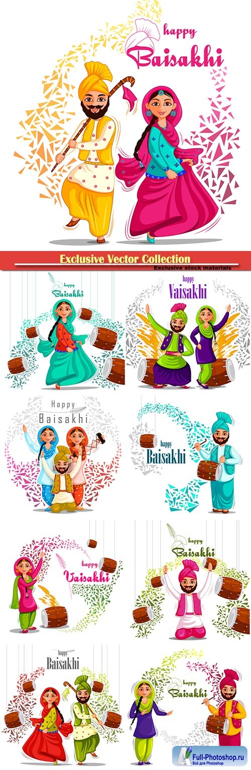 Greetings background for Punjabi New Year festival Vaisakhi celebrated in Punjab India