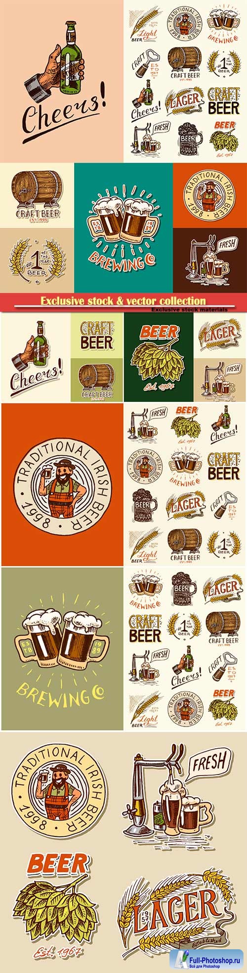 Beer vector stickers and labels