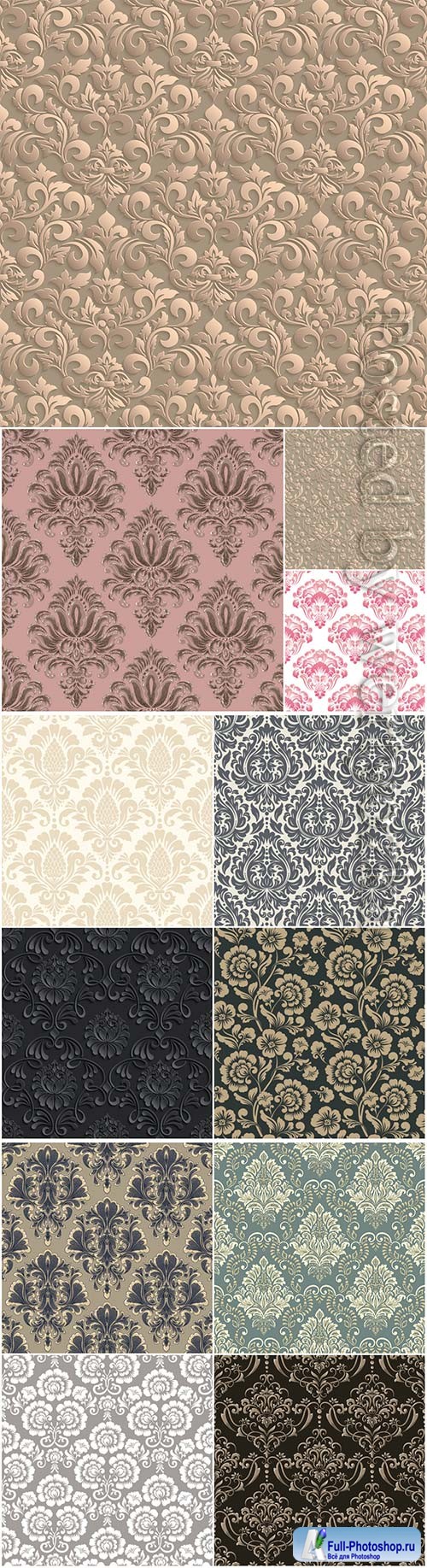 Damask seamless emboss pattern vector background