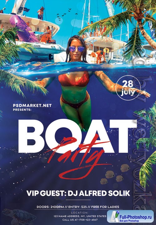 Boat party - Premium flyer psd template
