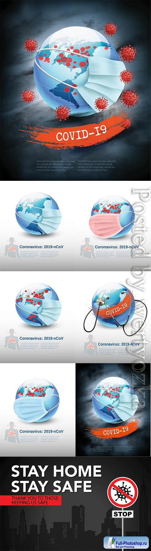 COVID 19, Coranavirus vector illustration sets # 2