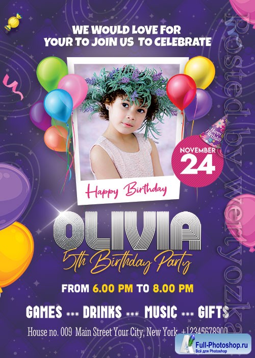 Birthday Party Invitation - Premium flyer psd template