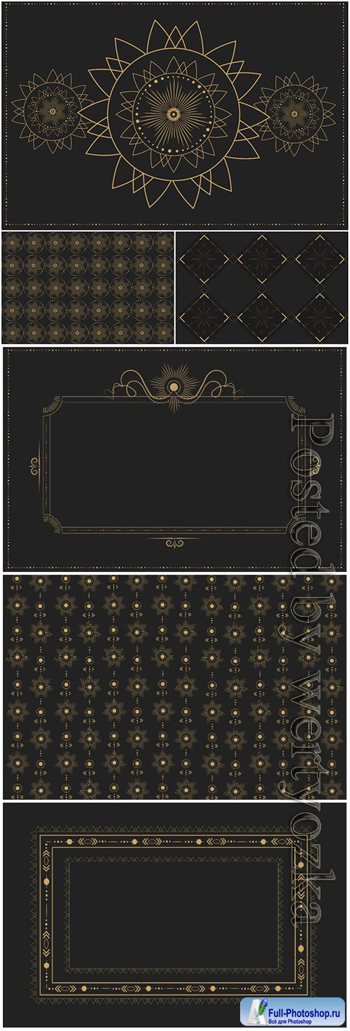 Royal vector backgrounds with gold patterns