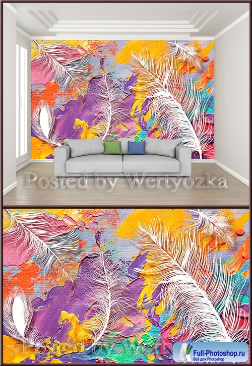 3D psd background wall modern art oil color