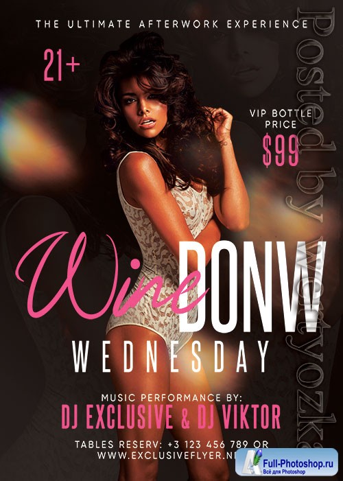 Wine down wednesday - Premium flyer psd template