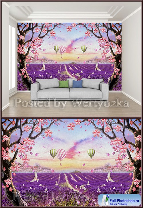 3D psd background wall beautiful romantic lavender