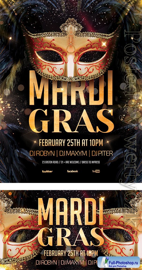 Mardi Gras Party - Premium flyer psd template