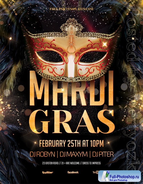 Mardi Gras Party - Premium flyer psd template