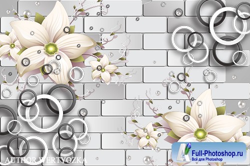 Flowers and abstraction multilayer PSD source with 3D effect