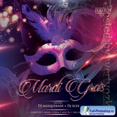 Mardi Gras Party - Premium flyer psd template