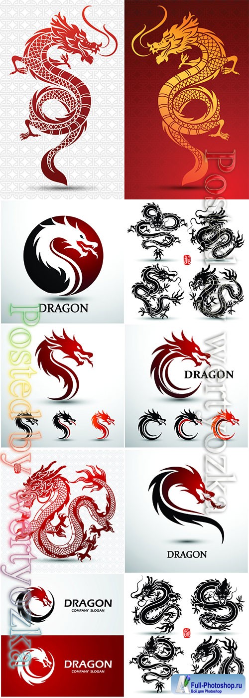 Dragon logo collection vector illustration