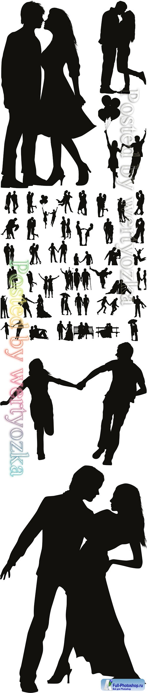 Romantic couple vector silhouette