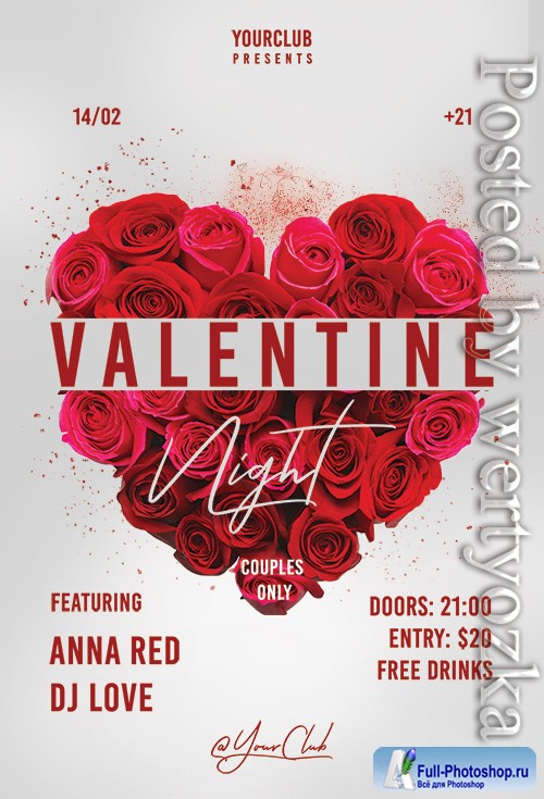 Valentine Night - Premium flyer psd template