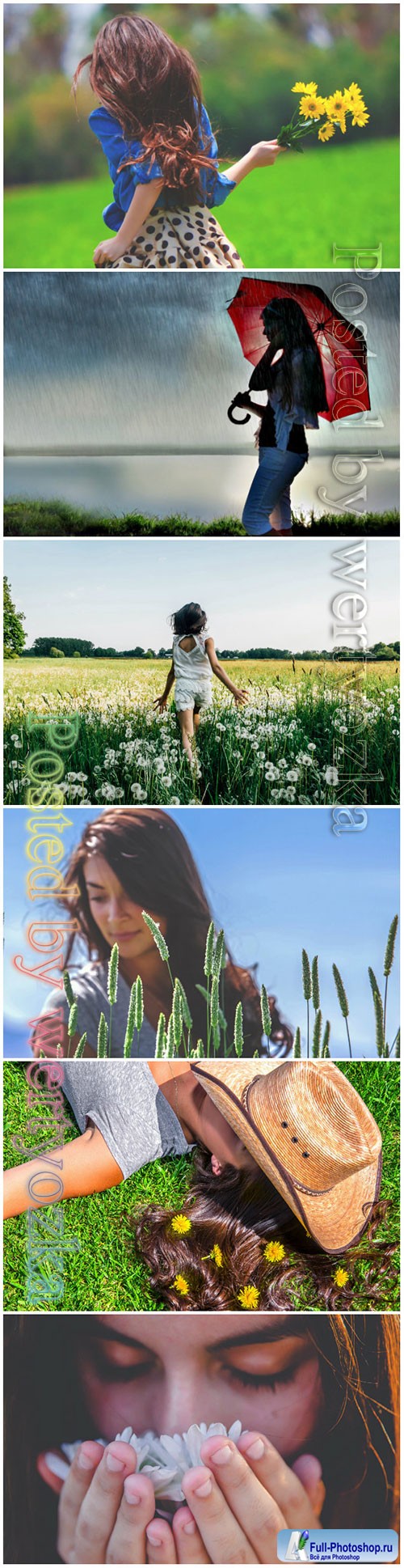 Girls in the nature beautiful stock photo