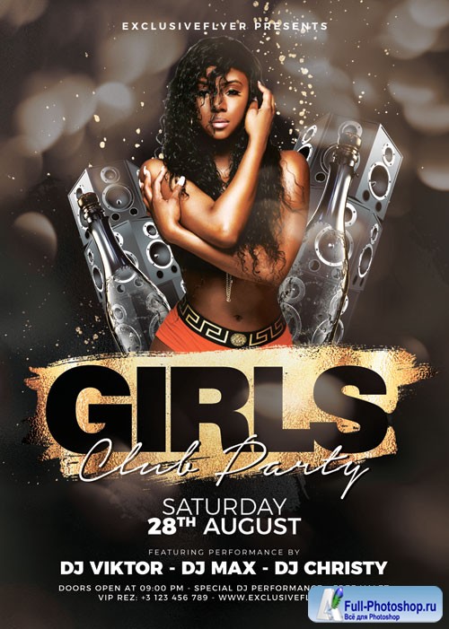 Girls club party - Premium flyer psd template