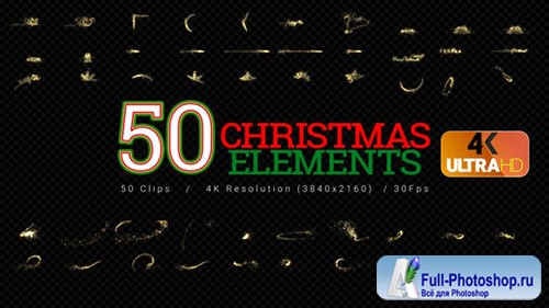 Videohive - Christmas Elements - 50Clips 4K - 
25060401