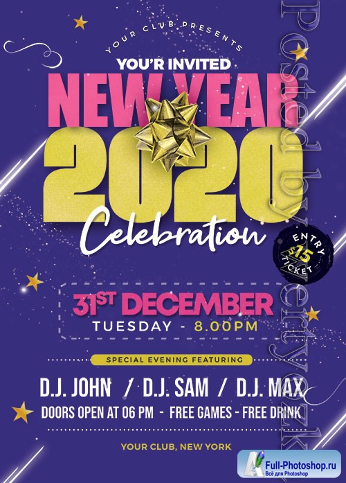 New Year 2020 Party - Premium flyer psd template