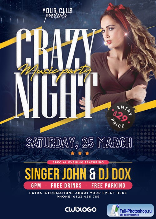 Crazy Night Party - Premium flyer psd template