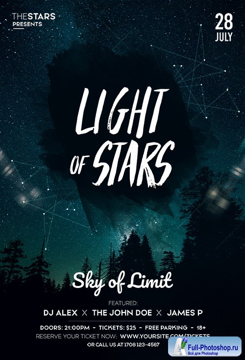 Light of stars psd flyer template