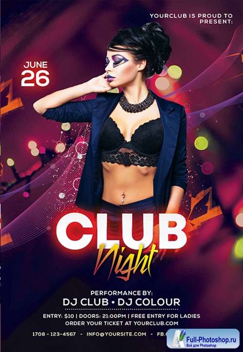 Color club style club psd flyer template