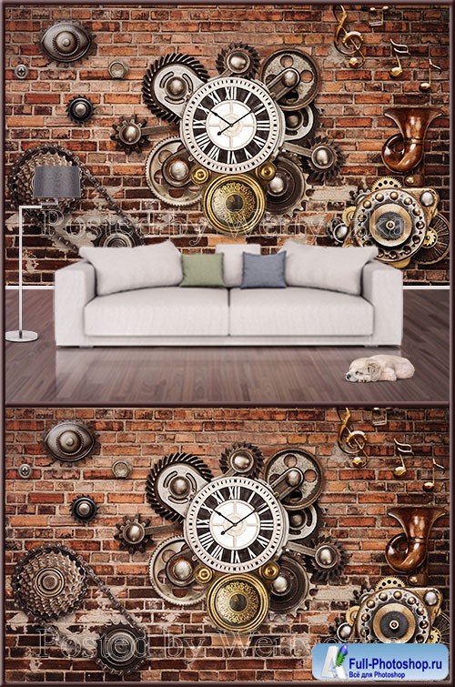 3D psd background wall Bar mechanic tooling wall