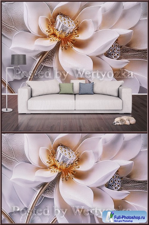 3D psd background wall elegant flower