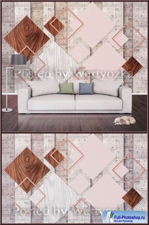 3D psd background wall modern geometric square