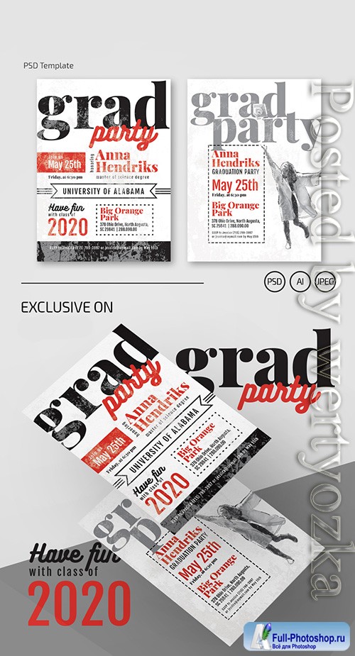 Graduation invitation - Premium flyer psd template