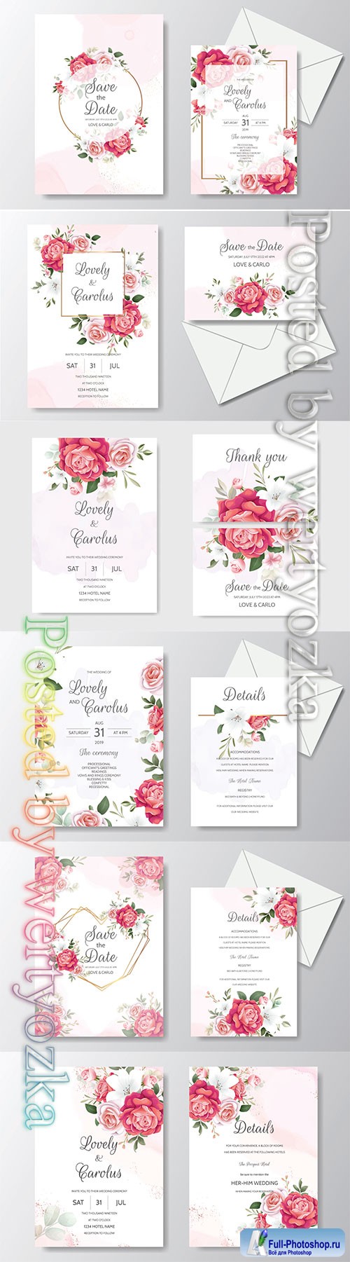 Beautiful floral, wreath, wedding, invitation, card, template