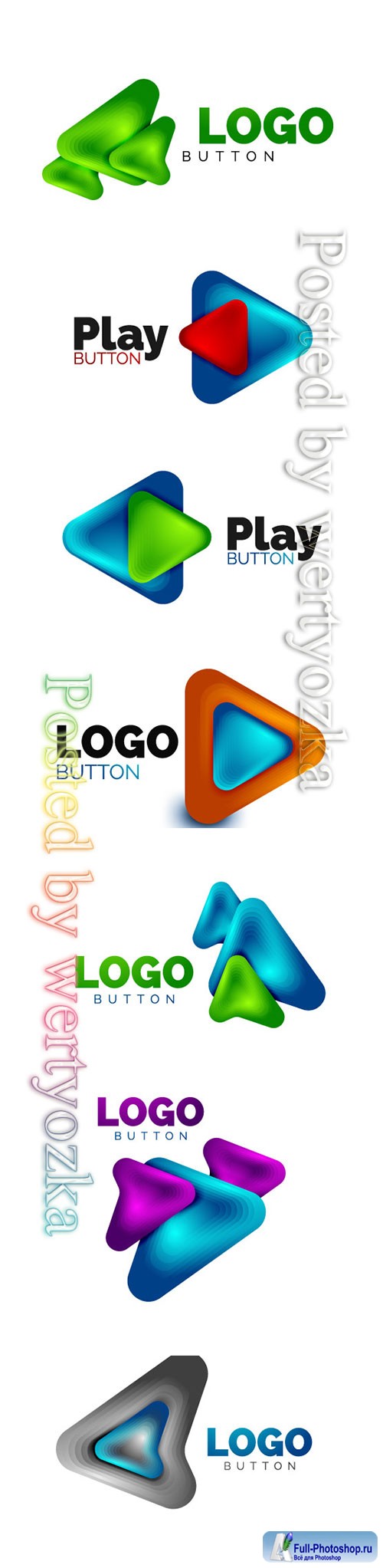 Arrow logo template, play or download button logotype template