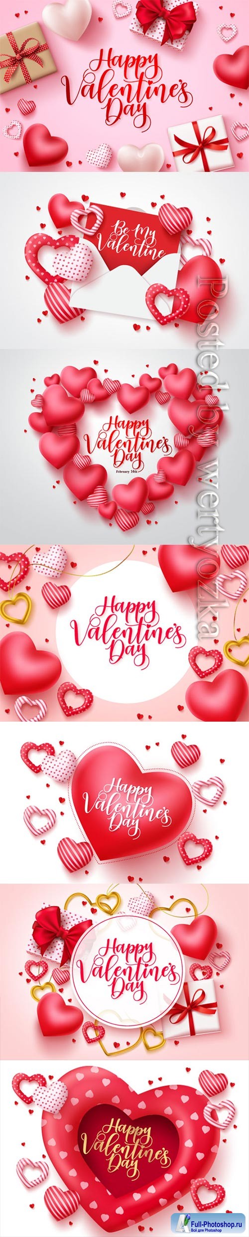 Happy Valentine's Day, vector hearts of couples in love # 2