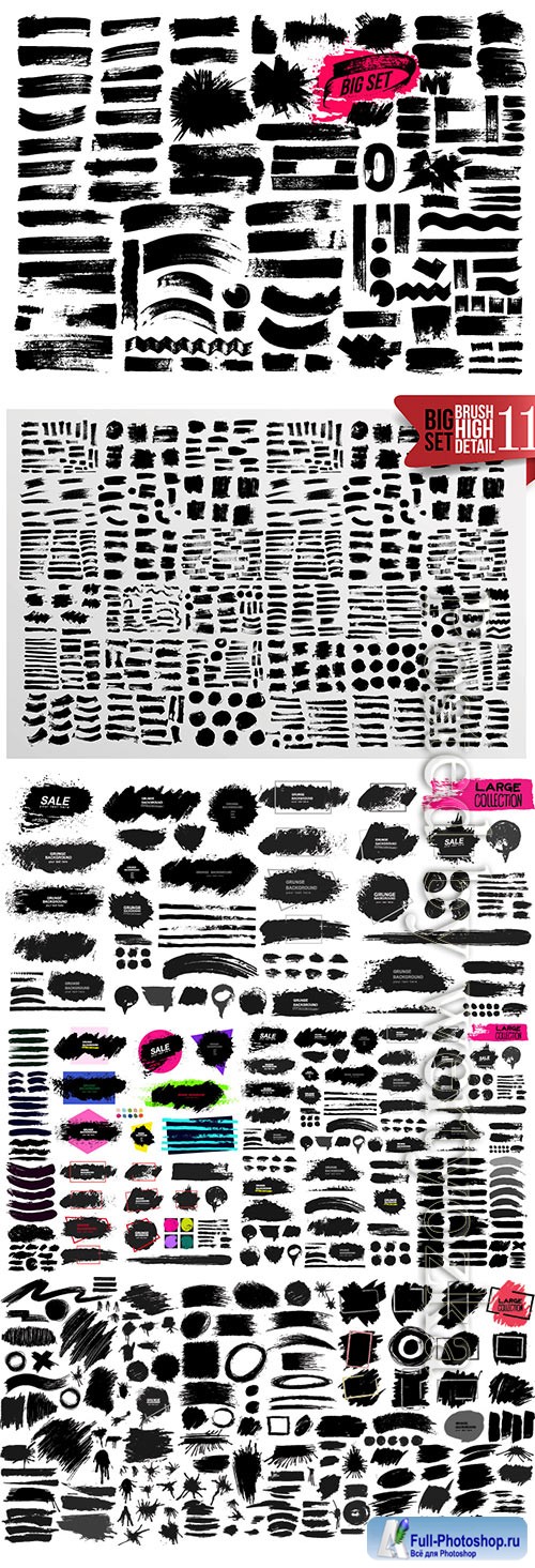 Set of painted grunge stripes vector illustration