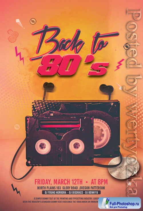 Back to 80 s Party - Premium flyer psd template