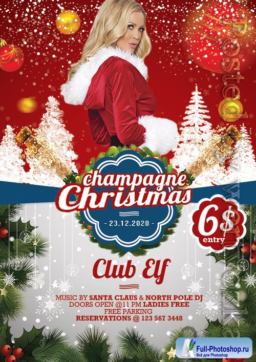 Champagne christmas - Premium flyer psd template