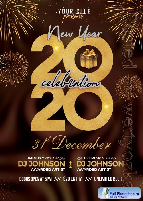 New Year 2020 Party - Premium flyer psd template