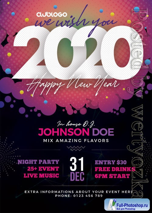 New Year 2020 Party - Premium flyer psd template