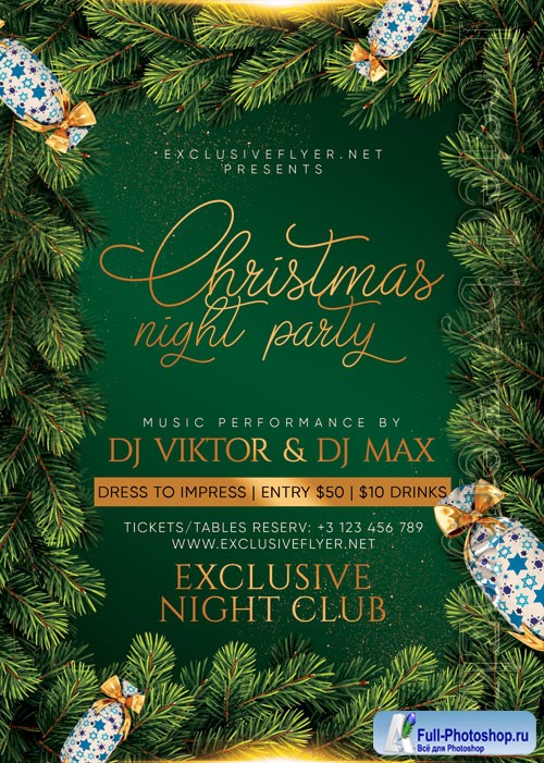 Christmas night party - Premium flyer psd template