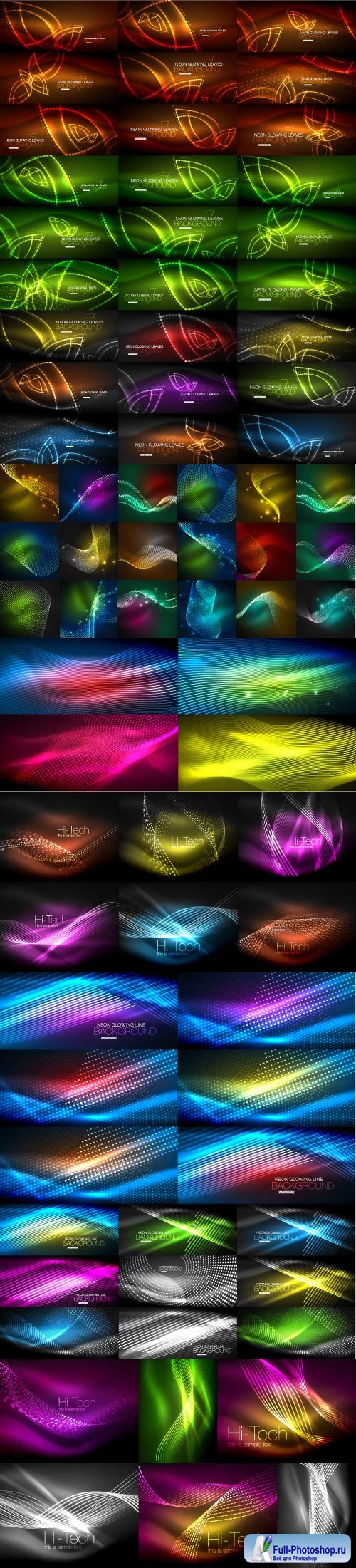 Mega collection of neon glowing waves # 3