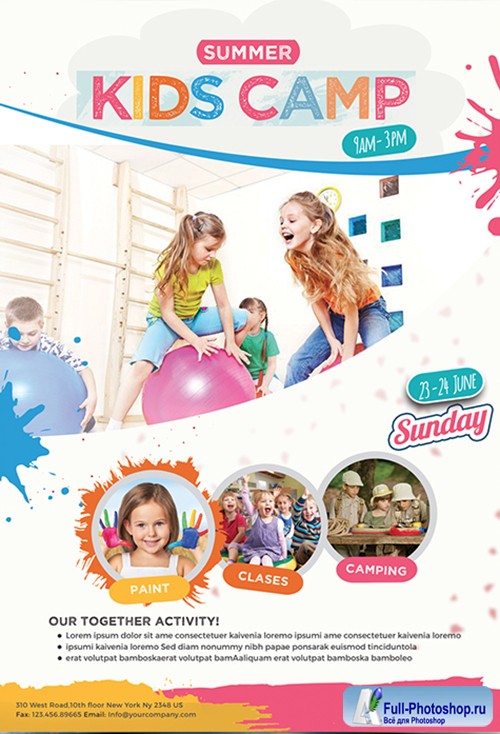 Kids Summer Camp PSD Flyer Template