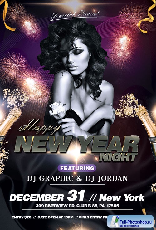 Happy New Year Night - Premium flyer psd template