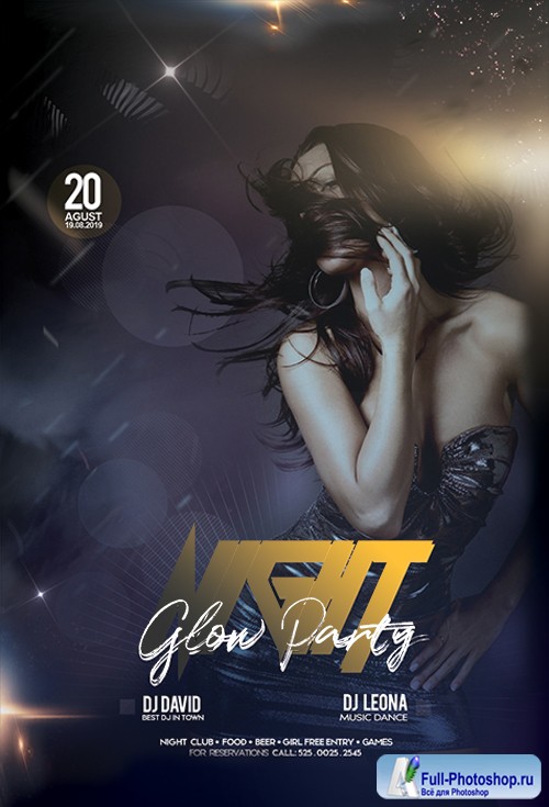 Night Glow Party PSD Flyer Template