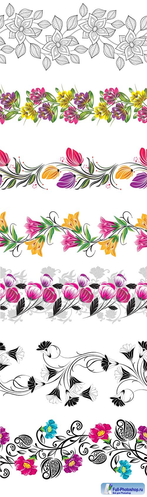 Seamless vintage floral border