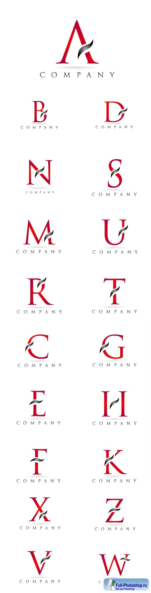 White red alphabet letter logo company icon design