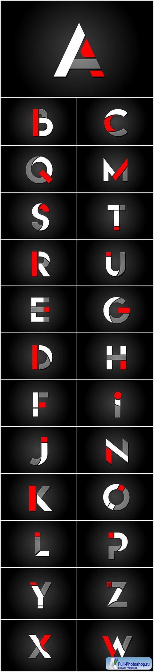 Red white black alphabet letter logo for company icon design