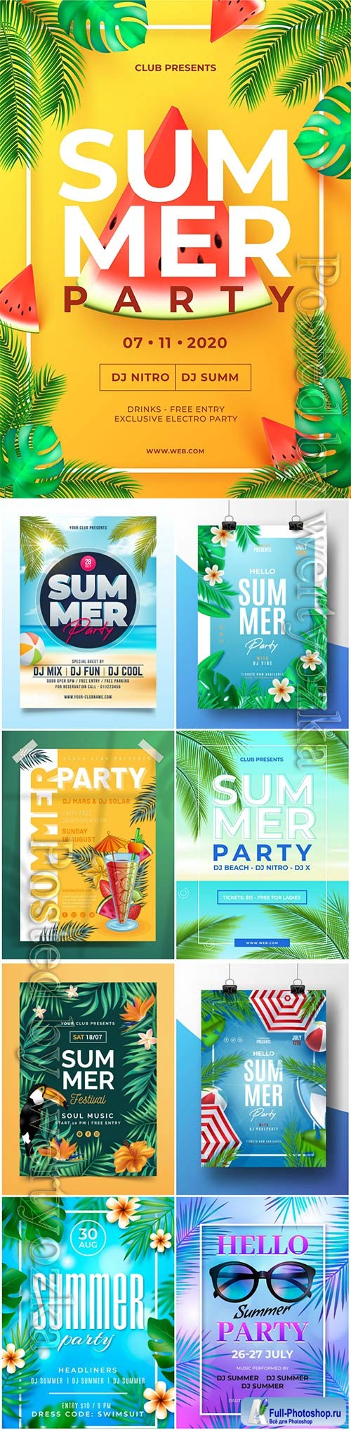 Vector summer party poster template