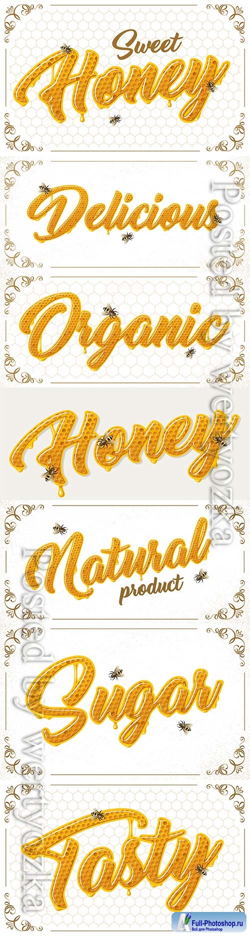 Honey lettering with bees