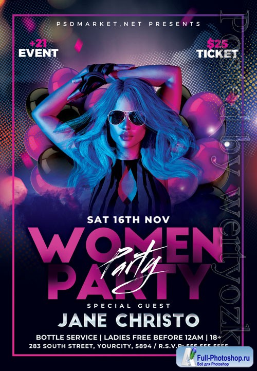 Womens party night - Premium flyer psd template