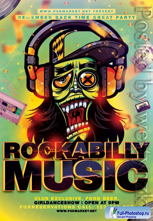 Rockabilly music - Premium flyer psd template