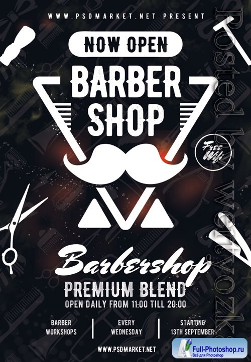 Barber shop event - Premium flyer psd template