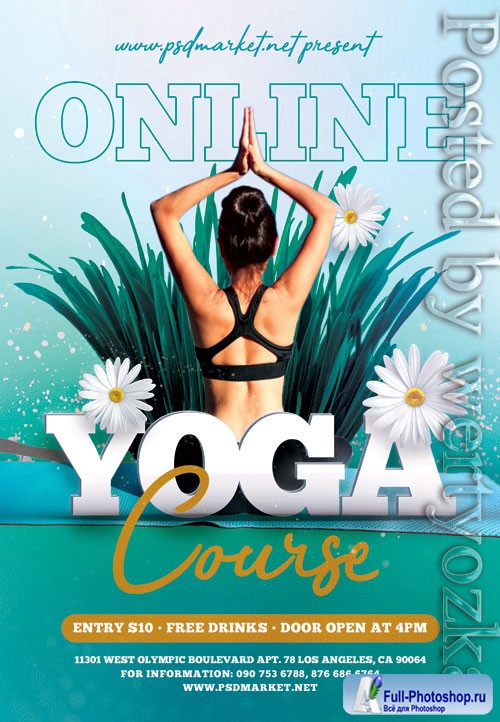 Online yoga course - Premium flyer psd template